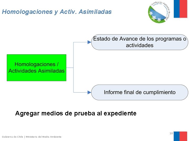 Homologaciones y Activ. Asimiladas Agregar medios de prueba al expediente 18 Gobierno de Chile