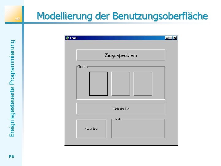 Ereignisgesteuerte Programmierung 44 KB Modellierung der Benutzungsoberfläche 