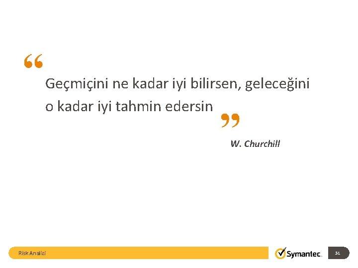 Geçmiçini ne kadar iyi bilirsen, geleceğini o kadar iyi tahmin edersin W. Churchill Risk