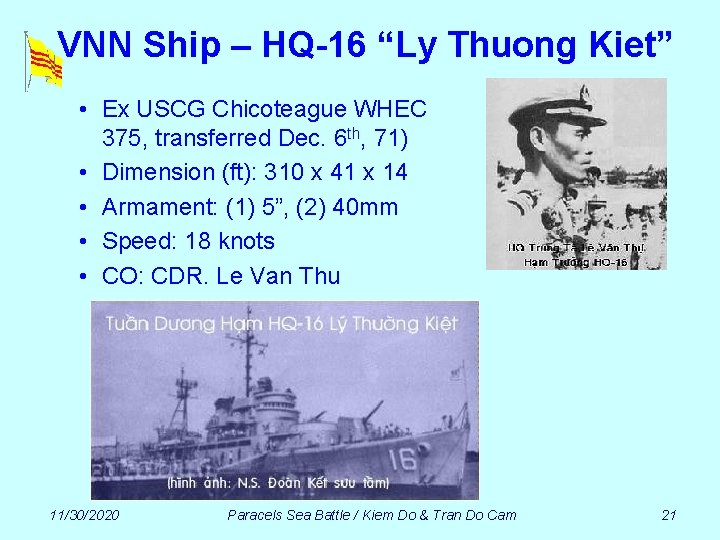 VNN Ship – HQ-16 “Ly Thuong Kiet” • Ex USCG Chicoteague WHEC 375, transferred