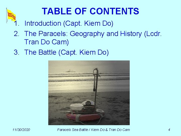 TABLE OF CONTENTS 1. Introduction (Capt. Kiem Do) 2. The Paracels: Geography and History