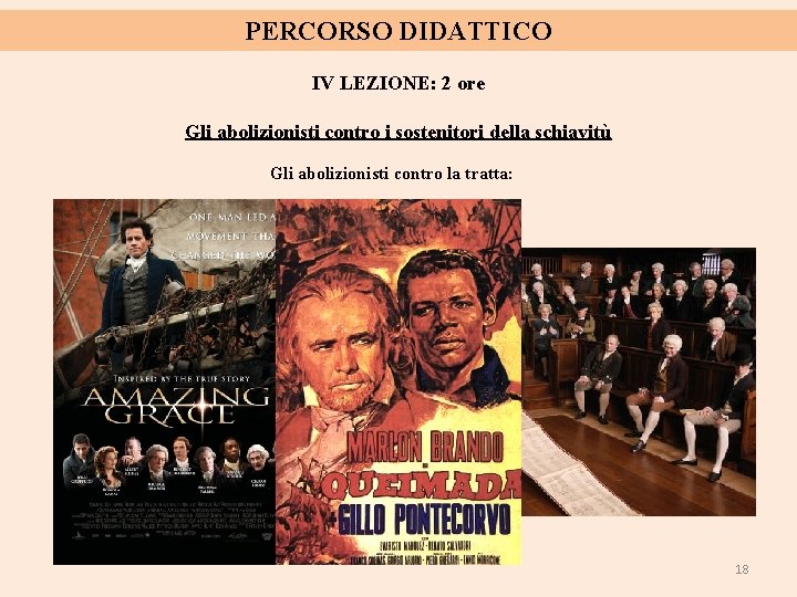 PERCORSO DIDATTICO IV LEZIONE: 2 ore Gli abolizionisti contro i sostenitori della schiavitù Gli