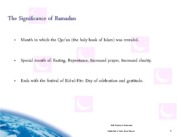 The Significance of Ramadan • Month in which the Qur’an (the holy book of