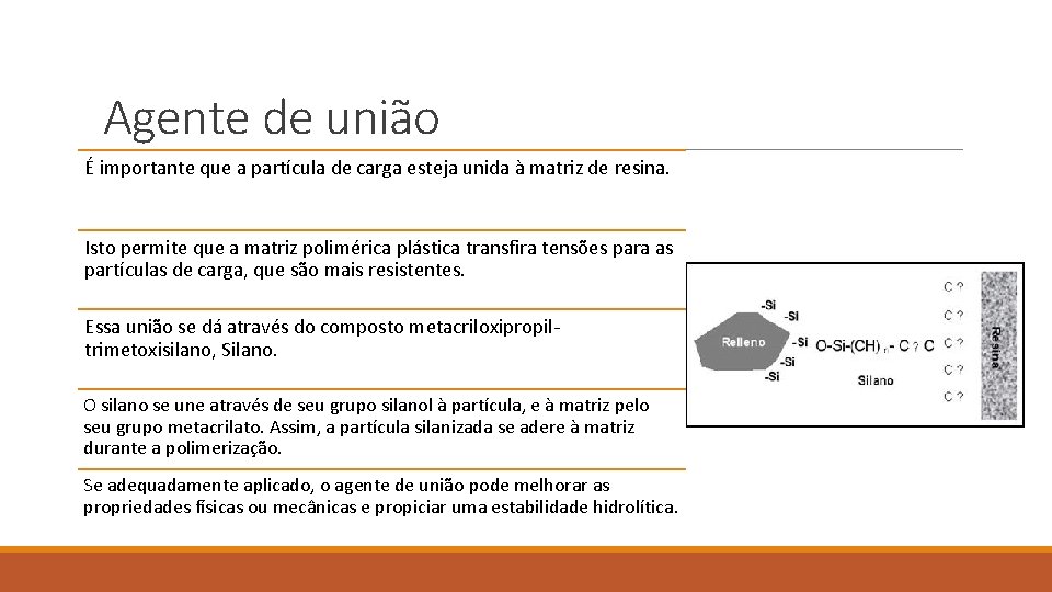 Agente de união É importante que a partícula de carga esteja unida à matriz