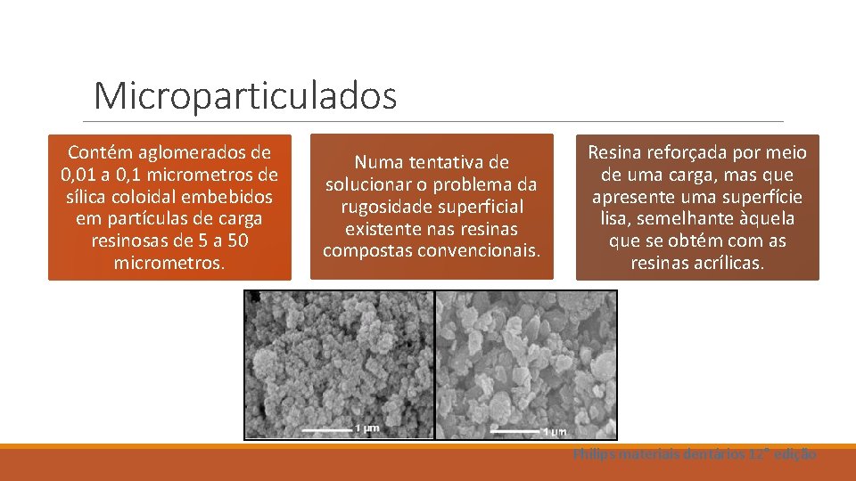 Microparticulados Contém aglomerados de 0, 01 a 0, 1 micrometros de sílica coloidal embebidos