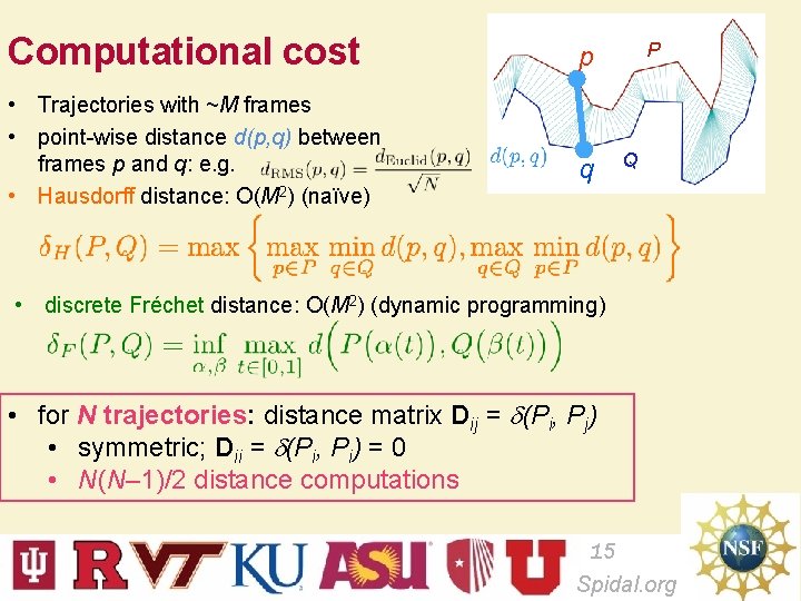 Computational cost • Trajectories with ~M frames • point-wise distance d(p, q) between frames