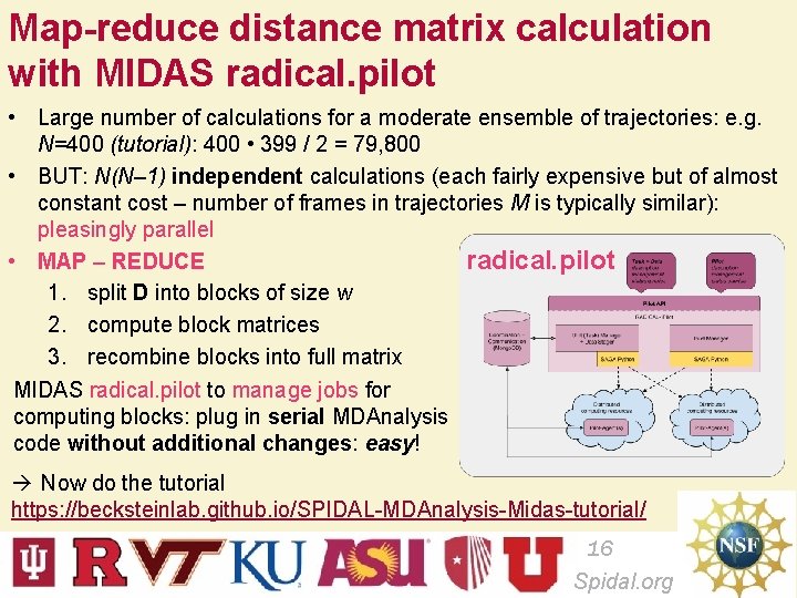 Map-reduce distance matrix calculation with MIDAS radical. pilot • Large number of calculations for