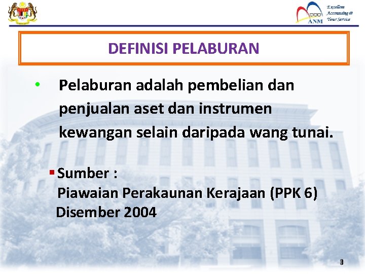 DEFINISI PELABURAN • Pelaburan adalah pembelian dan penjualan aset dan instrumen kewangan selain daripada