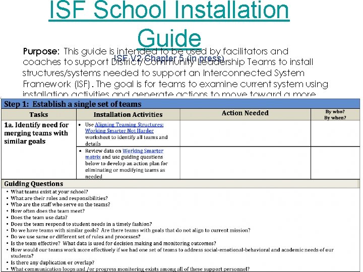 ISF School Installation Guide Purpose: This guide is intended to be used by facilitators