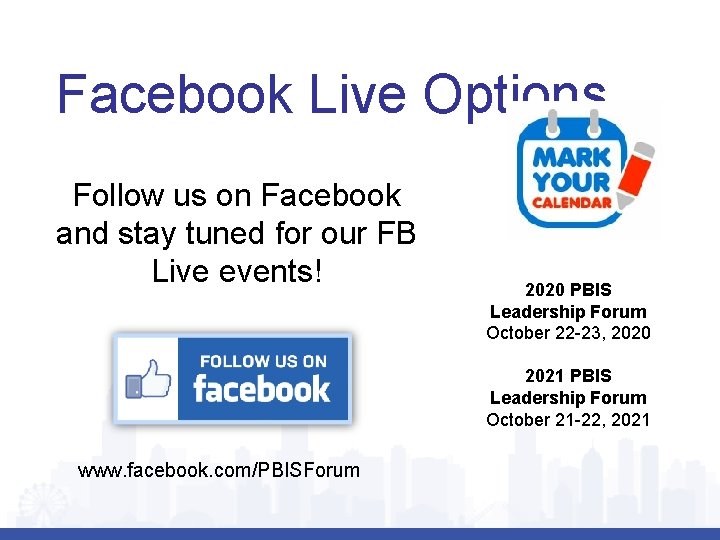 Facebook Live Options Follow us on Facebook and stay tuned for our FB Live