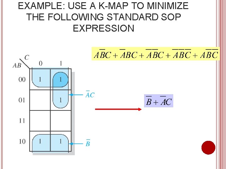 EXAMPLE: USE A K-MAP TO MINIMIZE THE FOLLOWING STANDARD SOP EXPRESSION 