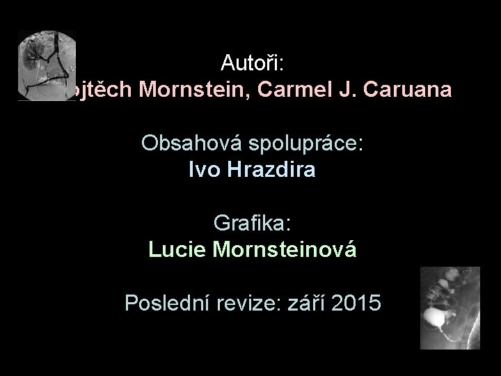 Autoři: Vojtěch Mornstein, Carmel J. Caruana Obsahová spolupráce: Ivo Hrazdira Grafika: Lucie Mornsteinová Poslední