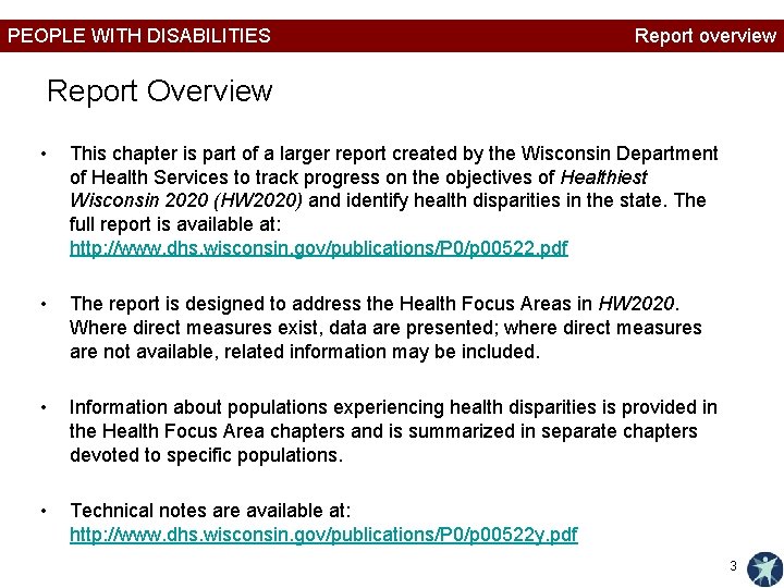 PEOPLE WITH DISABILITIES Report overview Report Overview • This chapter is part of a