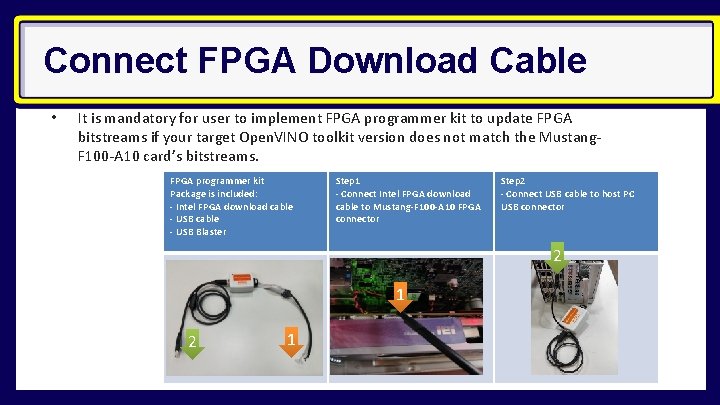Connect FPGA Download Cable • It is mandatory for user to implement FPGA programmer
