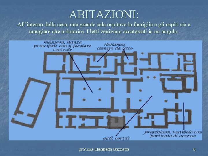 ABITAZIONI: All’interno della casa, una grande sala ospitava la famiglia e gli ospiti sia