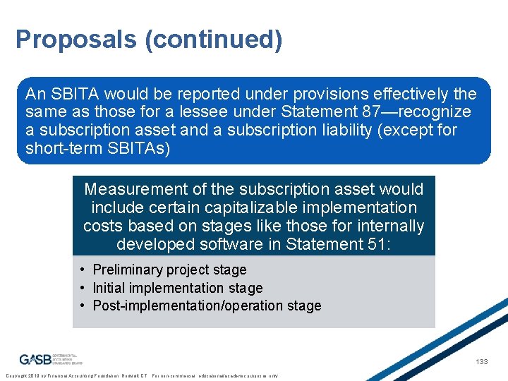 Proposals (continued) An SBITA would be reported under provisions effectively the same as those