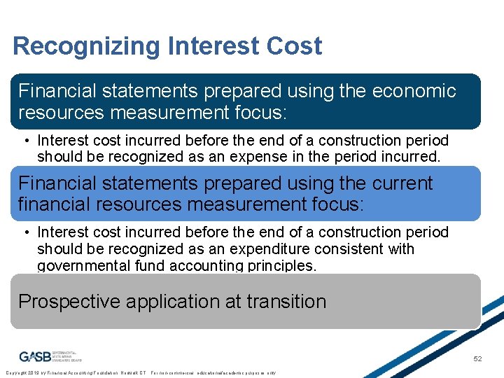 Recognizing Interest Cost Financial statements prepared using the economic resources measurement focus: • Interest