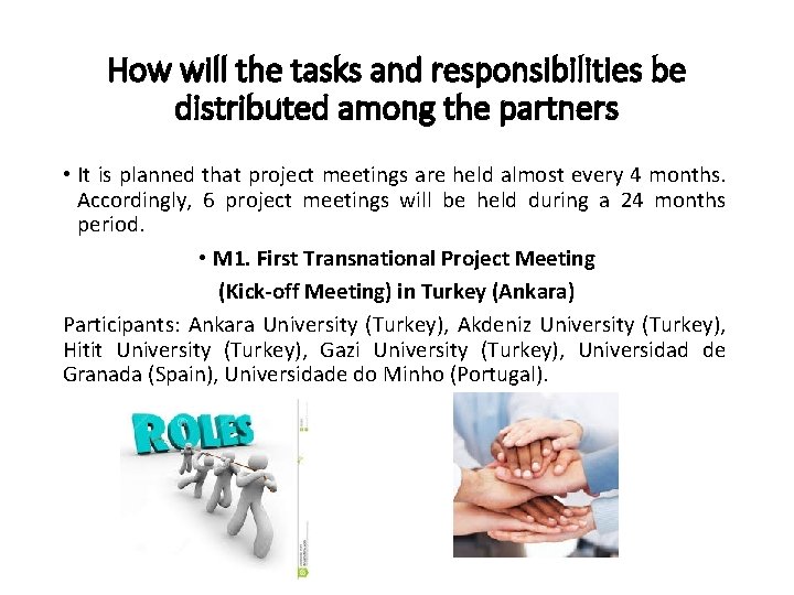 How will the tasks and responsibilities be distributed among the partners • It is