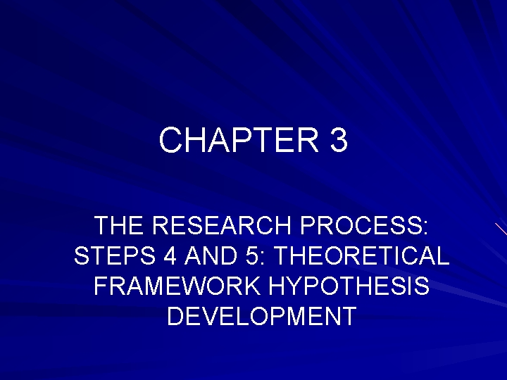 CHAPTER 3 THE RESEARCH PROCESS: STEPS 4 AND 5: THEORETICAL FRAMEWORK HYPOTHESIS DEVELOPMENT 