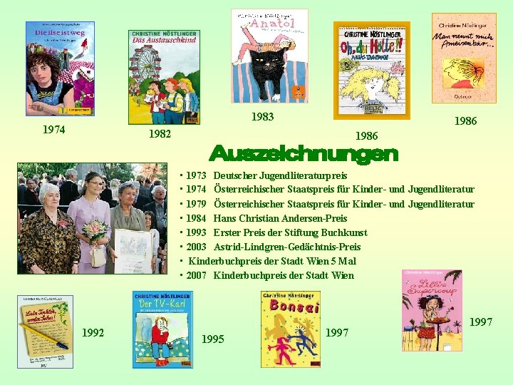 1983 1974 1986 1982 1986 • 1973 Deutscher Jugendliteraturpreis • 1974 Österreichischer Staatspreis für