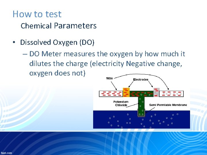 How to test Chemical Parameters • Dissolved Oxygen (DO) – DO Meter measures the