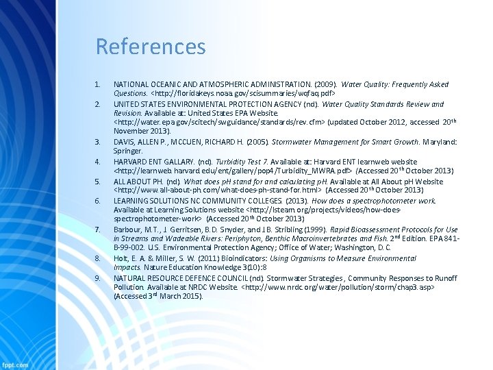 References 1. 2. 3. 4. 5. 6. 7. 8. 9. NATIONAL OCEANIC AND ATMOSPHERIC