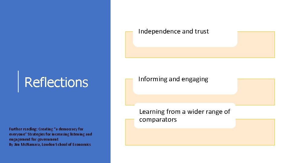 Independence and trust Reflections Informing and engaging Learning from a wider range of comparators