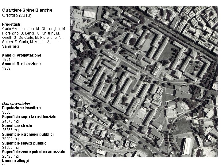 Quartiere Spine Bianche Ortofoto (2010) Progettisti Carlo Aymonino con M. Ottolenghi e M. Fiorentino,