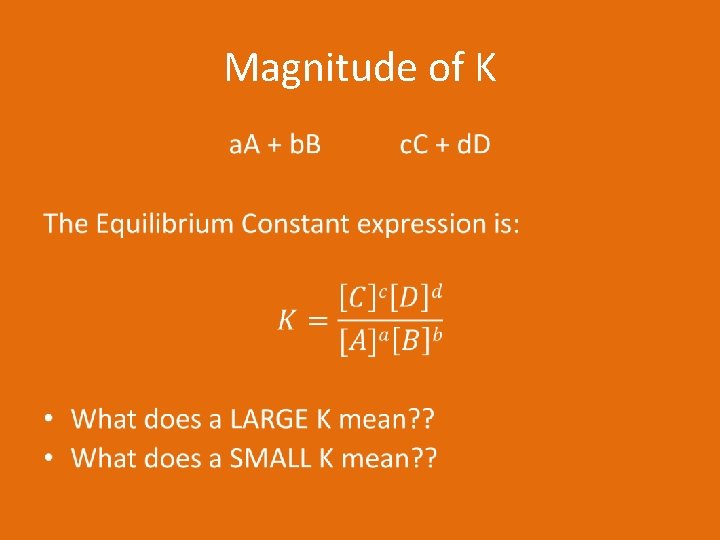 Magnitude of K • 