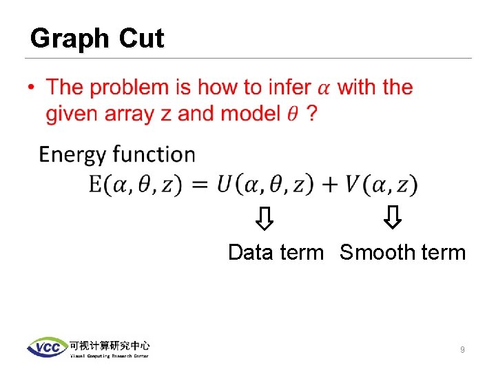 Graph Cut • Data term Smooth term 9 