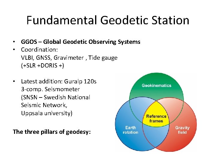 Fundamental Geodetic Station • GGOS – Global Geodetic Observing Systems • Coordination: VLBI, GNSS,