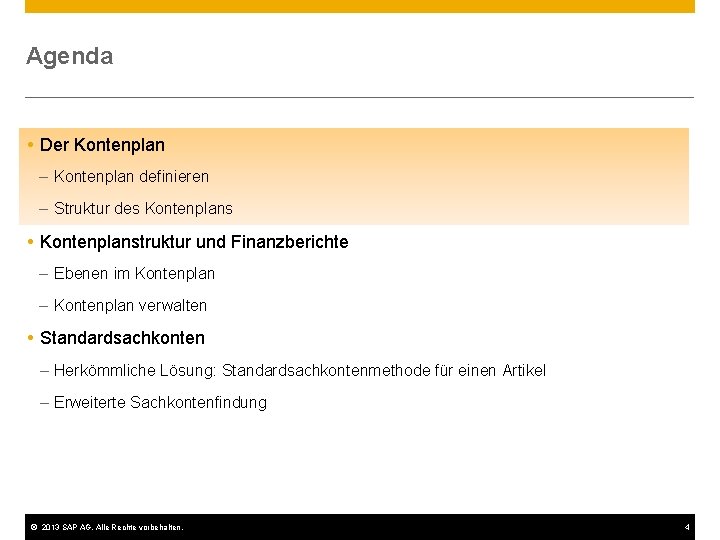 Agenda Der Kontenplan – Kontenplan definieren – Struktur des Kontenplanstruktur und Finanzberichte – Ebenen