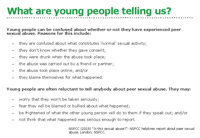 What are young people telling us? Young people can be confused about whether or
