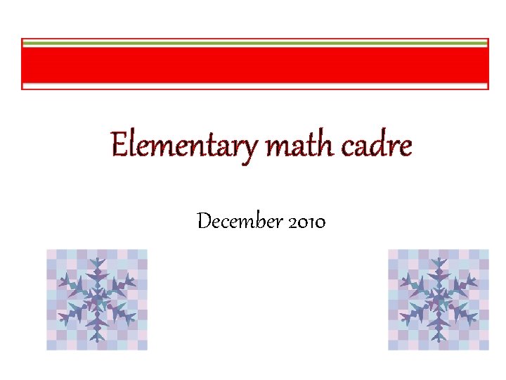 Elementary math cadre December 2010 