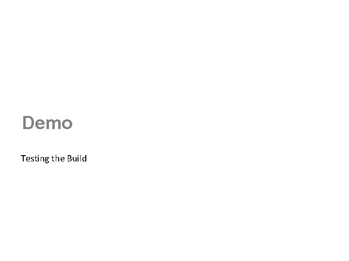 Demo Testing the Build 