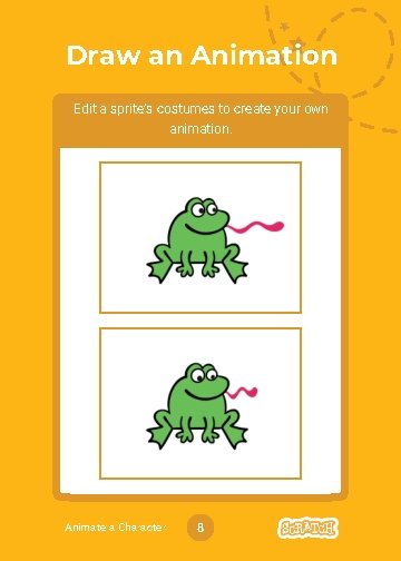 Draw an Animation Edit a sprite’s costumes to create your own animation. Animate a
