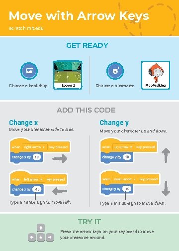 Move with Arrow Keys scratch. mit. edu GET READY Choose a backdrop. Soccer 2