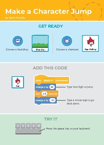 Make a Character Jump scratch. mit. edu GET READY Choose a backdrop. Blue Sky