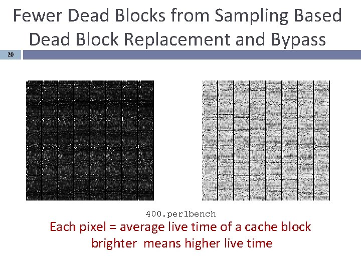 Fewer Dead Blocks from Sampling Based Dead Block Replacement and Bypass 20 400. perlbench