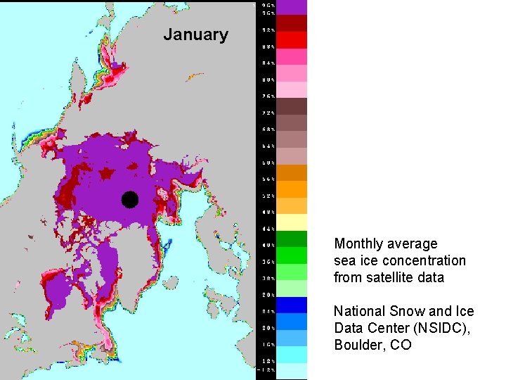 January Monthly average sea ice concentration from satellite data National Snow and Ice Data
