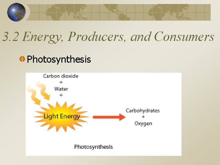 3. 2 Energy, Producers, and Consumers Photosynthesis 