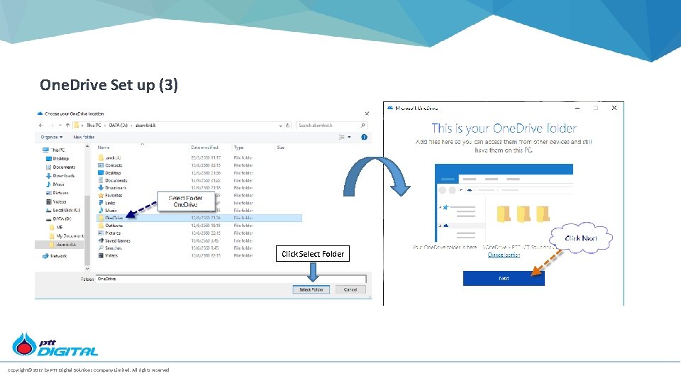 One. Drive Set up (3) Click Select Folder Copyright© 2017 by PTT Digital Solutions