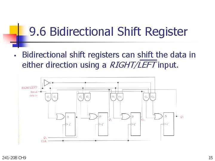 9. 6 Bidirectional Shift Register § Bidirectional shift registers can shift the data in