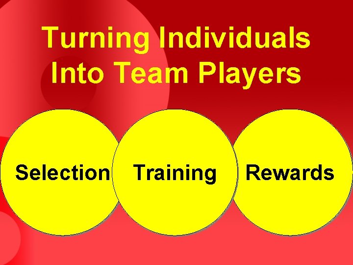 Turning Individuals Into Team Players Selection Training Rewards 