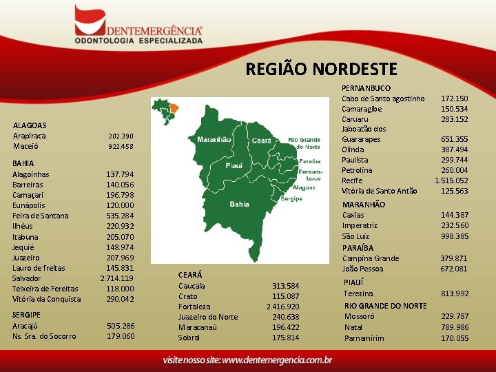 REGIÃO NORDESTE ALAGOAS Arapiraca Maceió BAHIA Alagoinhas Barreiras Camaçari Eunápolis Feira de Santana Ilhéus