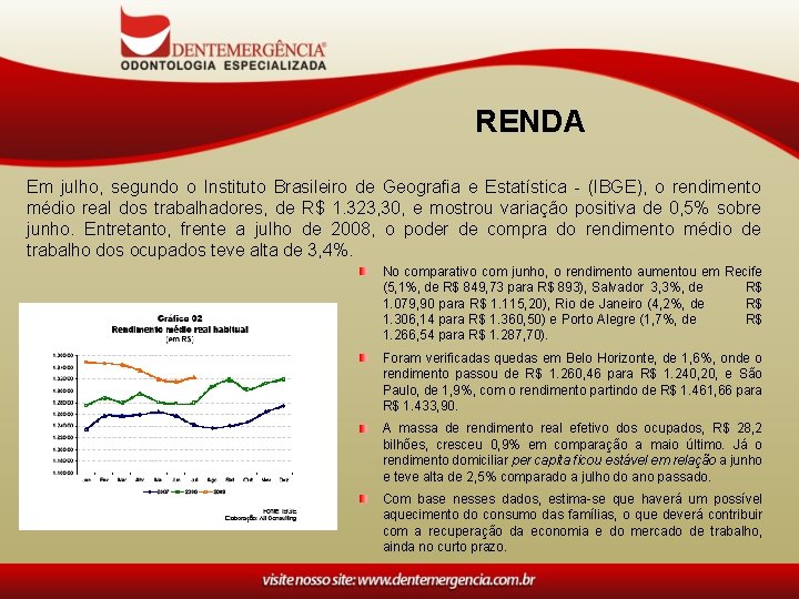 RENDA Em julho, segundo o Instituto Brasileiro de Geografia e Estatística - (IBGE), o