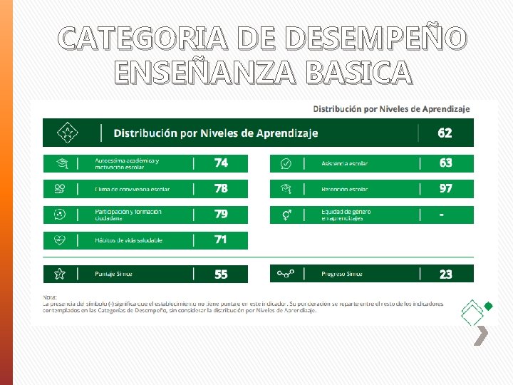 CATEGORIA DE DESEMPEÑO ENSEÑANZA BASICA 