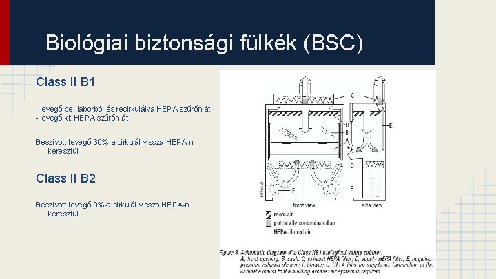 Biológiai biztonsági fülkék (BSC) Class II B 1 - levegő be: laborból és recirkulálva