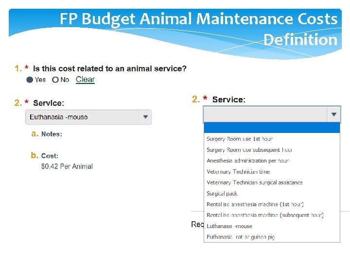 FP Budget Animal Maintenance Costs Definition 