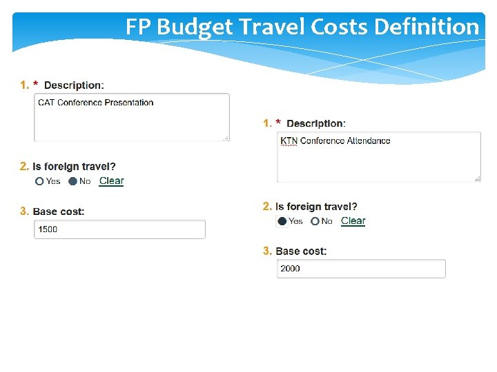 FP Budget Travel Costs Definition 